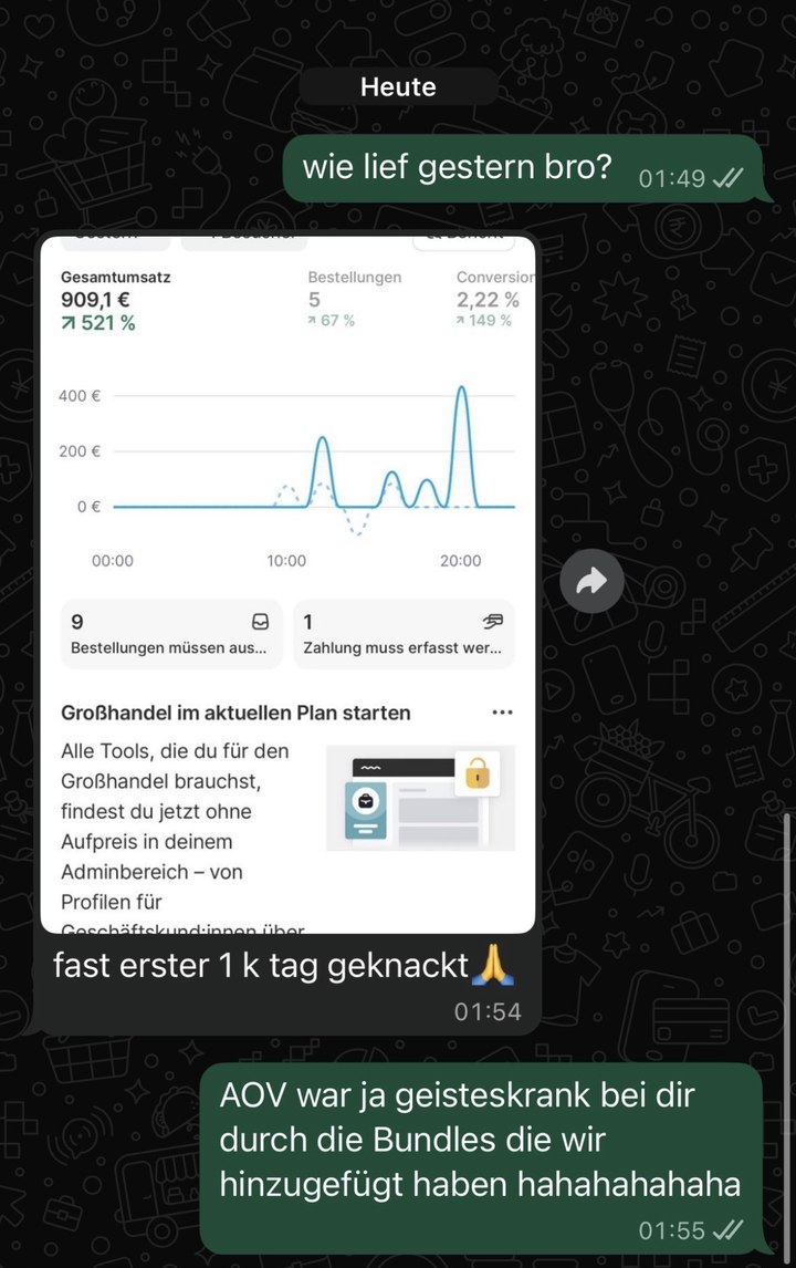 WhatsApp Chat: fast erster 1k Tag geknackt